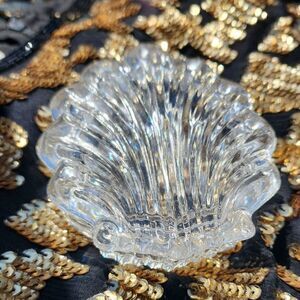 Vintage Glass Lidded Seashell Jewelry/ Trinket Box